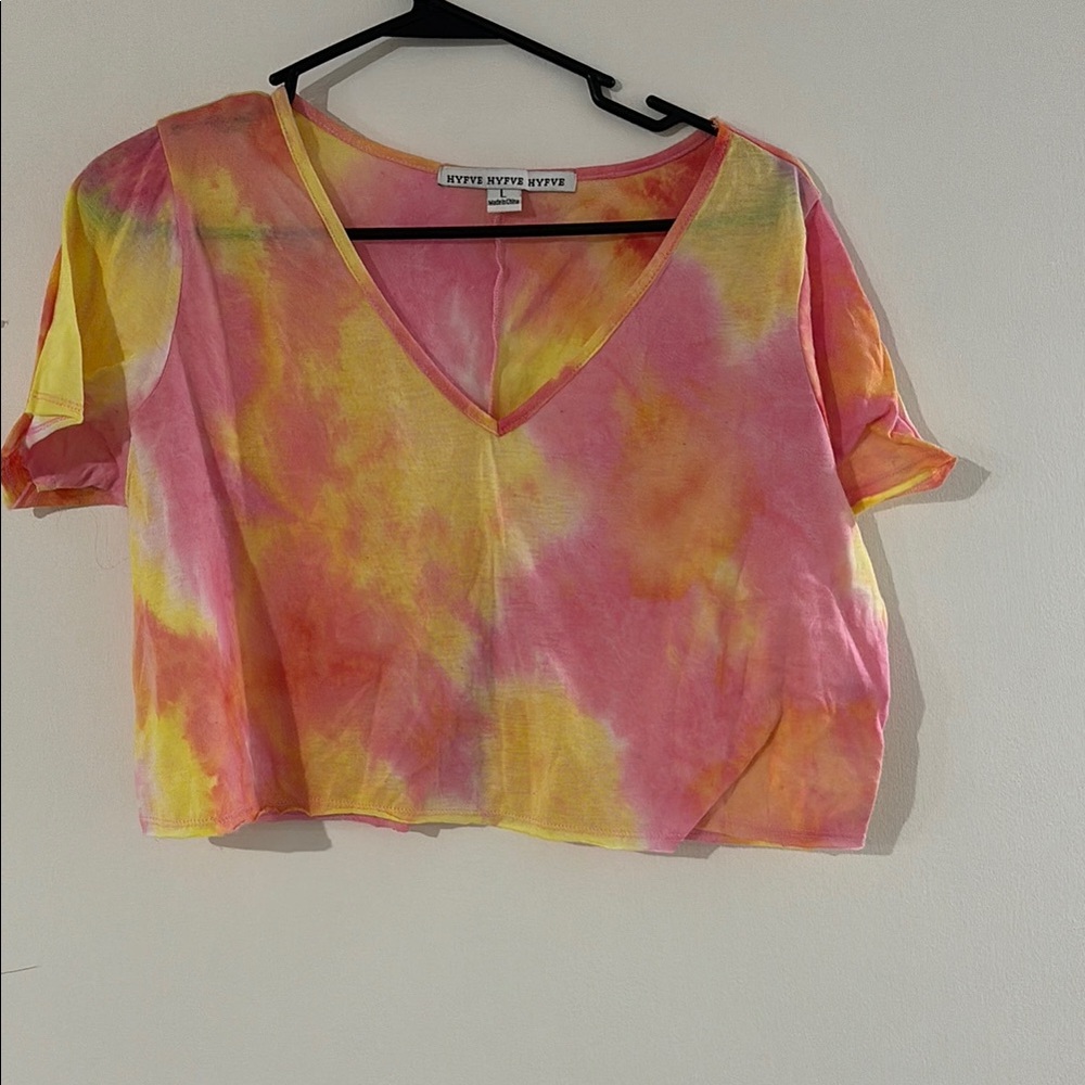 Colorful Tie-Dye V-Neck Top